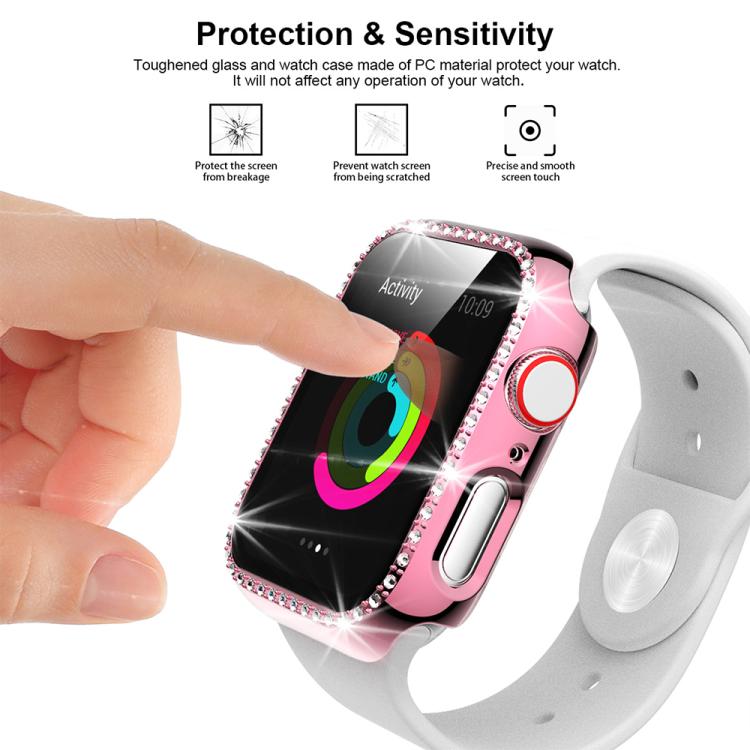 xDfind Single Row Diamond Hollow PC Watch Cover, For Apple Watch Series 11 42mm / 10 42mm