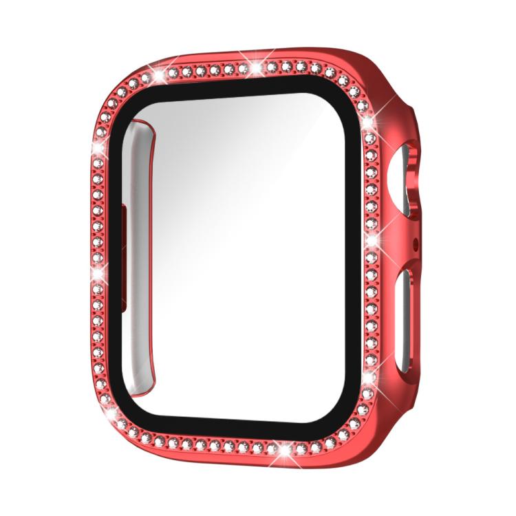 xDfind Single Row Diamond Tempered Glass Film Integrated PC Watch Case, For Apple Watch Series 40mm