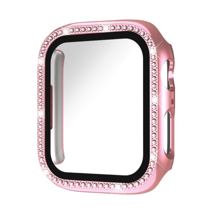 xDfind Single Row Diamond Tempered Glass Film Integrated PC Watch Case, For Apple Watch Series 9 / 8 / 7 45mm
