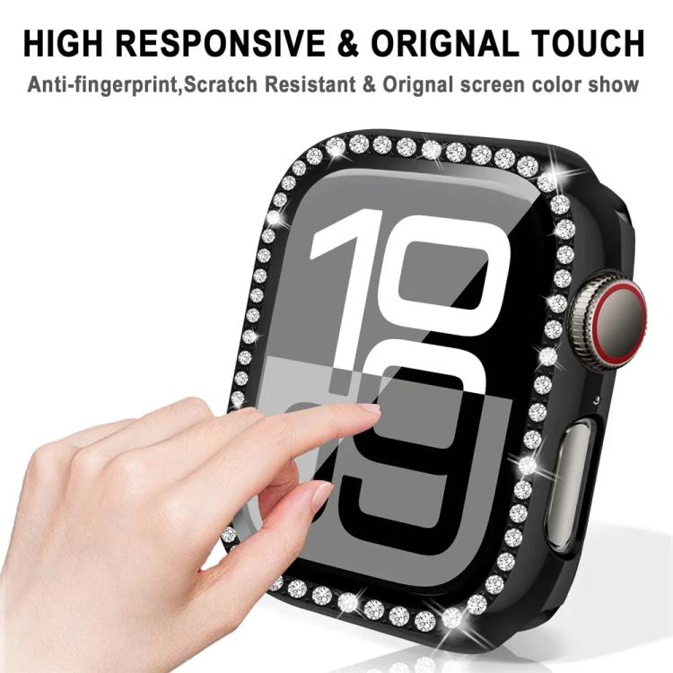 xDfind Single Row Diamond Tempered Glass Film Integrated PC Watch Case, For Apple Watch Series 40mm