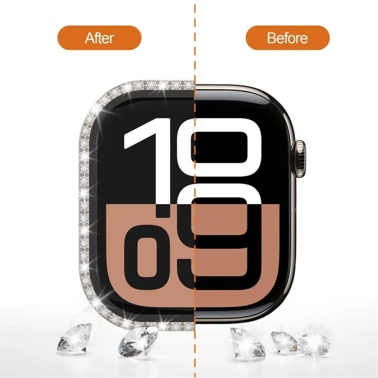xDfind Single Row Diamond Tempered Glass Film Integrated PC Watch Case, For Apple Watch Series 40mm