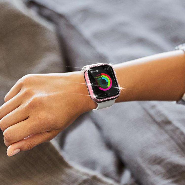 xDfind Single Row Diamond Tempered Glass Film Integrated PC Watch Case, For Apple Watch Series 9 / 8 / 7 41mm