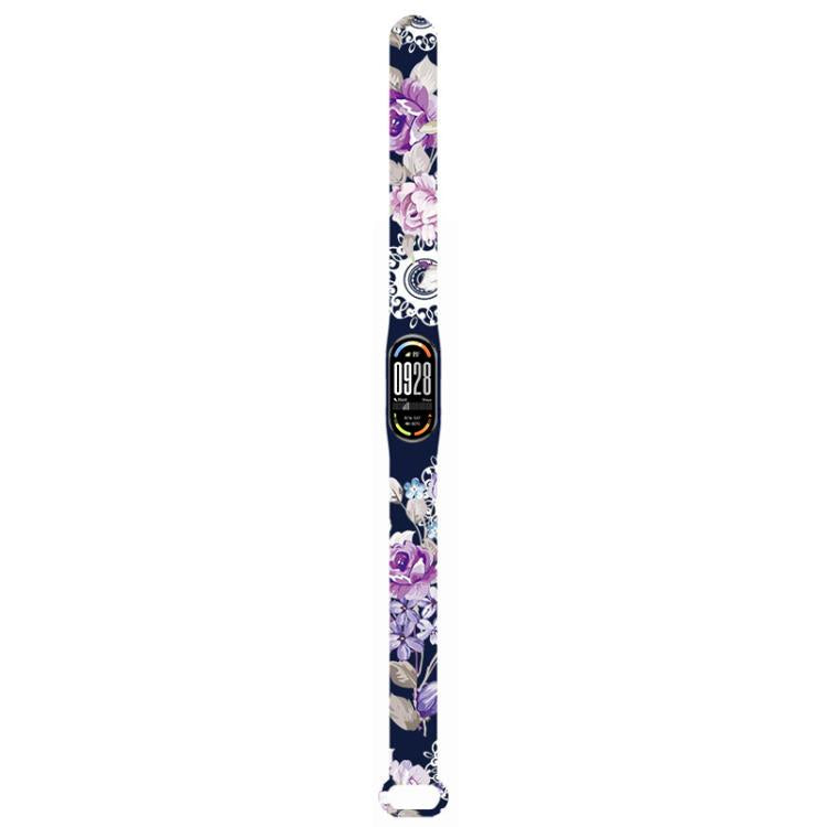 xDfind Flowers Printing Integrated Cover TPU Watch Band, For Xiaomi Smart Band 10 / 9 / 8