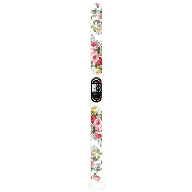xDfind Flowers Printing Integrated Cover TPU Watch Band, For Xiaomi Smart Band 10 / 9 / 8