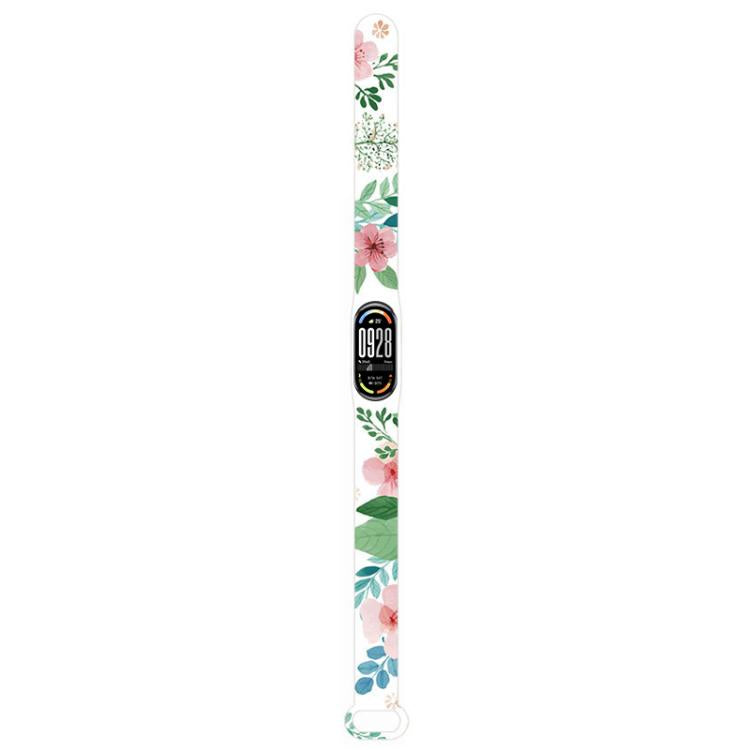 xDfind Flowers Printing Integrated Cover TPU Watch Band, For Xiaomi Smart Band 10 / 9 / 8