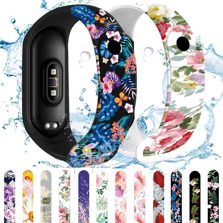 xDfind Flowers Printing Integrated Cover TPU Watch Band, For Xiaomi Smart Band 10 / 9 / 8