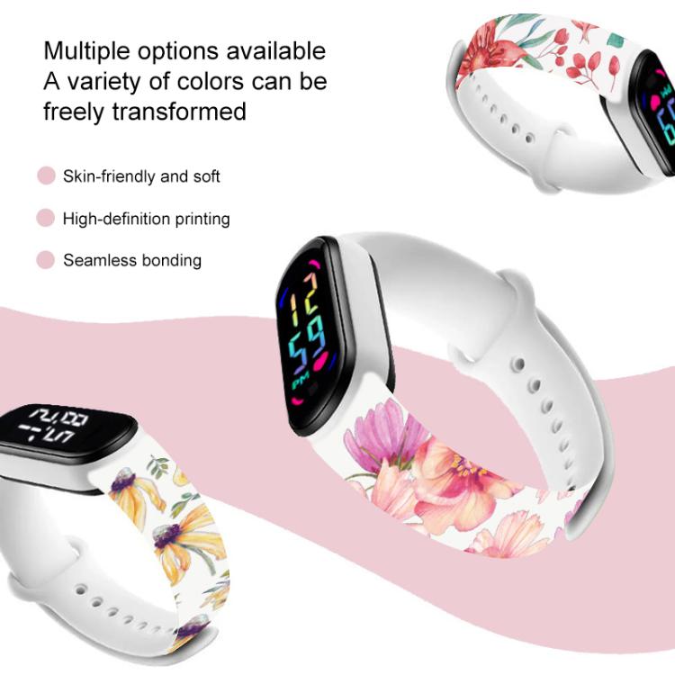 xDfind Flowers Printing Integrated Cover TPU Watch Band, For Xiaomi Smart Band 10 / 9 / 8