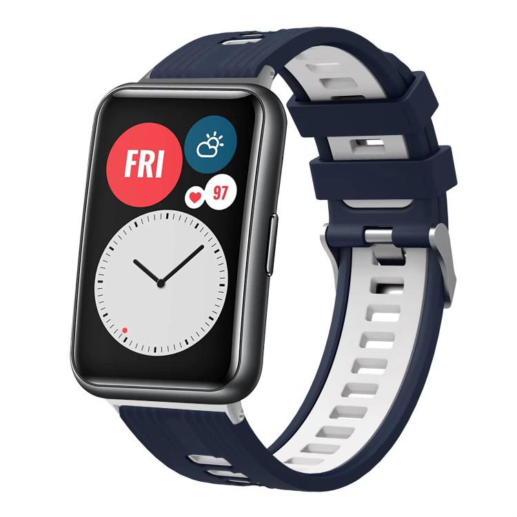 xDfind Dual Color Silver Buckle Silicone Watch Band