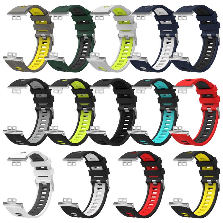xDfind Dual Color Silver Buckle Silicone Watch Band