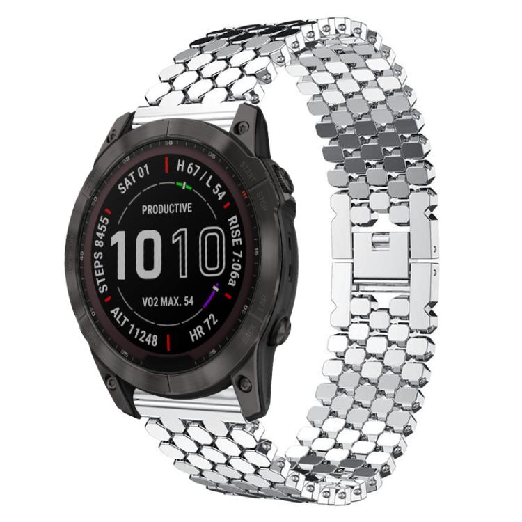 xDfind Fish Scale Texture Metal Watch Band, For Garmin Fenix 8/7X/6X/5X 26mm