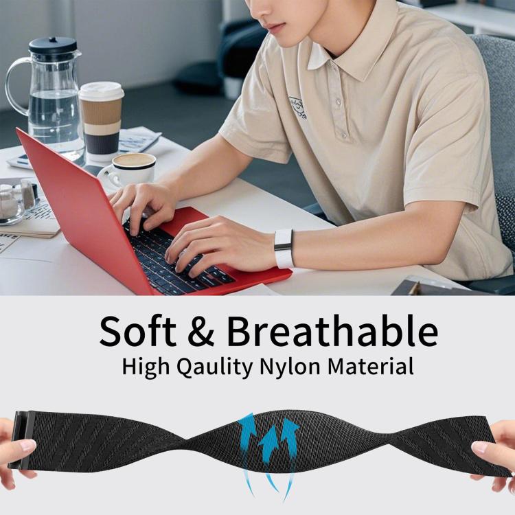 xDfind Black Buckle Sport Elastic Twill Pattern Nylon Watch Band