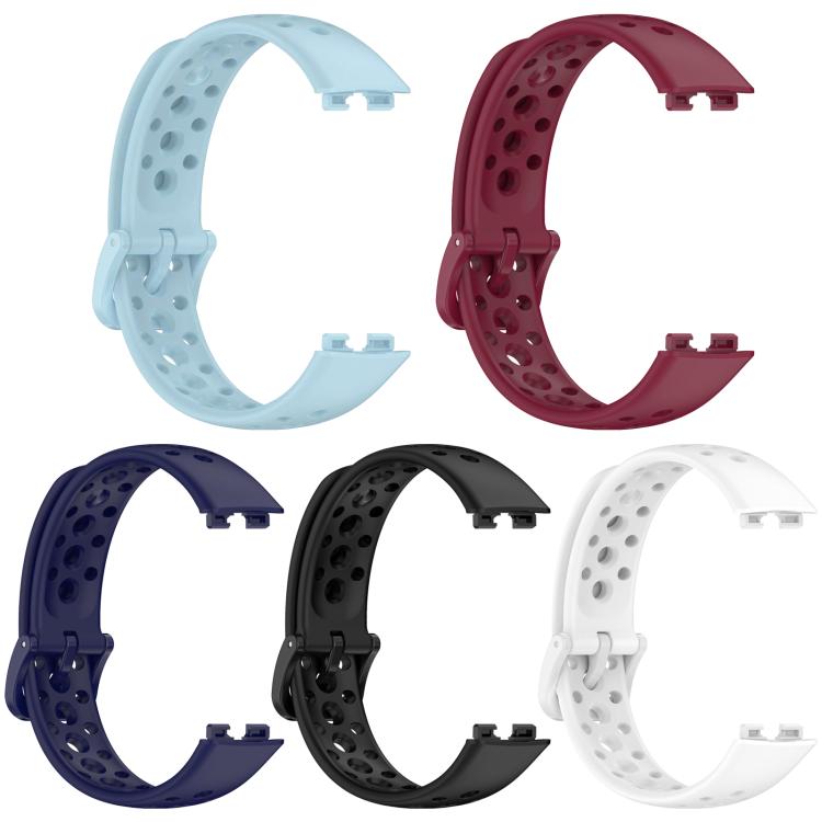 5 Pack xDfind Hole Style Breathable Silicone Watch Band, For Huawei Band 10 / 9 / 8