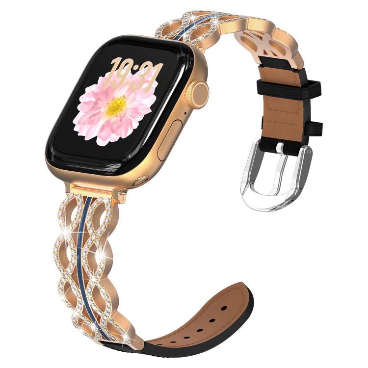 xDfind Diamond Stainless Steel Hybrid Genuine Leather Watch Band