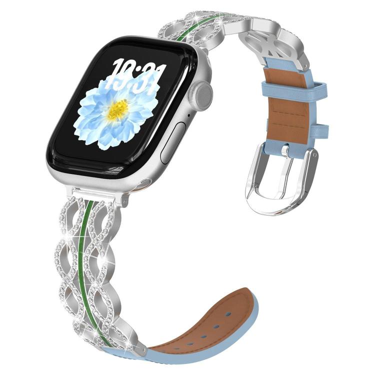 xDfind Diamond Stainless Steel Hybrid Genuine Leather Watch Band