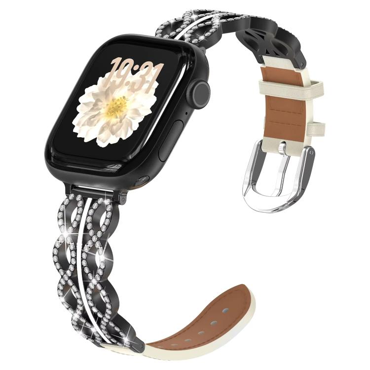 xDfind Diamond Stainless Steel Hybrid Genuine Leather Watch Band