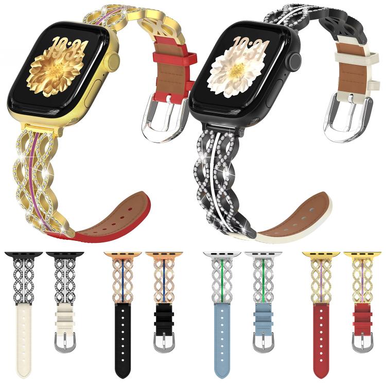 xDfind Diamond Stainless Steel Hybrid Genuine Leather Watch Band