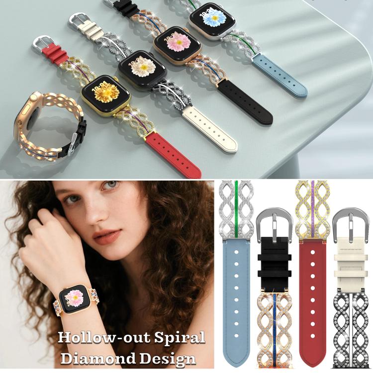 xDfind Diamond Stainless Steel Hybrid Genuine Leather Watch Band