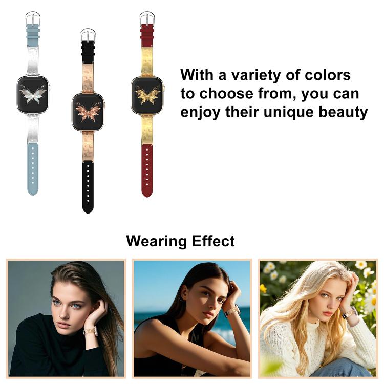 xDfind Butterfly Stainless Steel Hybrid Genuine Leather Watch Band, For Apple Watch 38 / 40 / 41 / S11 42mm