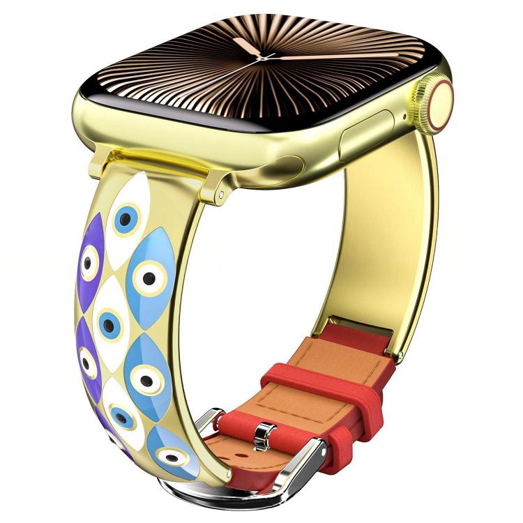 xDfind Evil Eye Stainless Steel Hybrid Genuine Leather Watch Band