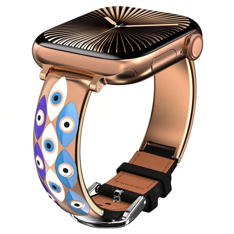 xDfind Evil Eye Stainless Steel Hybrid Genuine Leather Watch Band