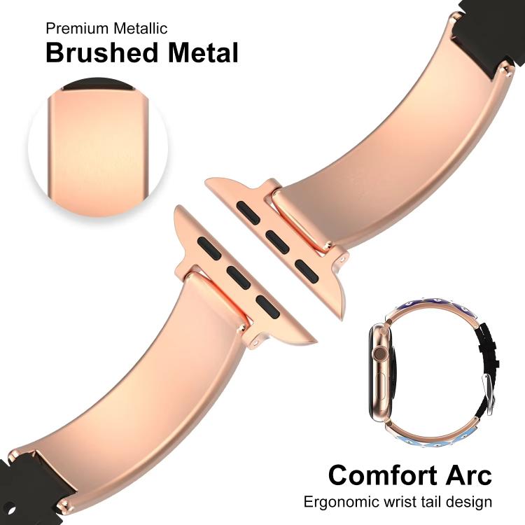 xDfind Evil Eye Stainless Steel Hybrid Genuine Leather Watch Band, For Apple Watch 42 / 44 / 45 / 46 / 49mm