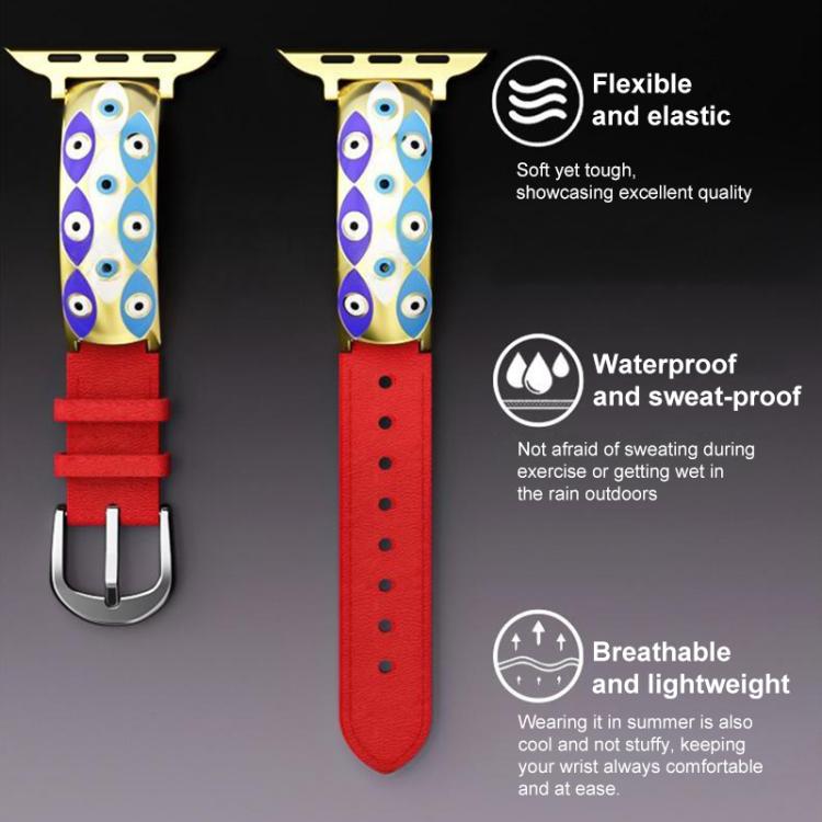 xDfind Evil Eye Stainless Steel Hybrid Genuine Leather Watch Band