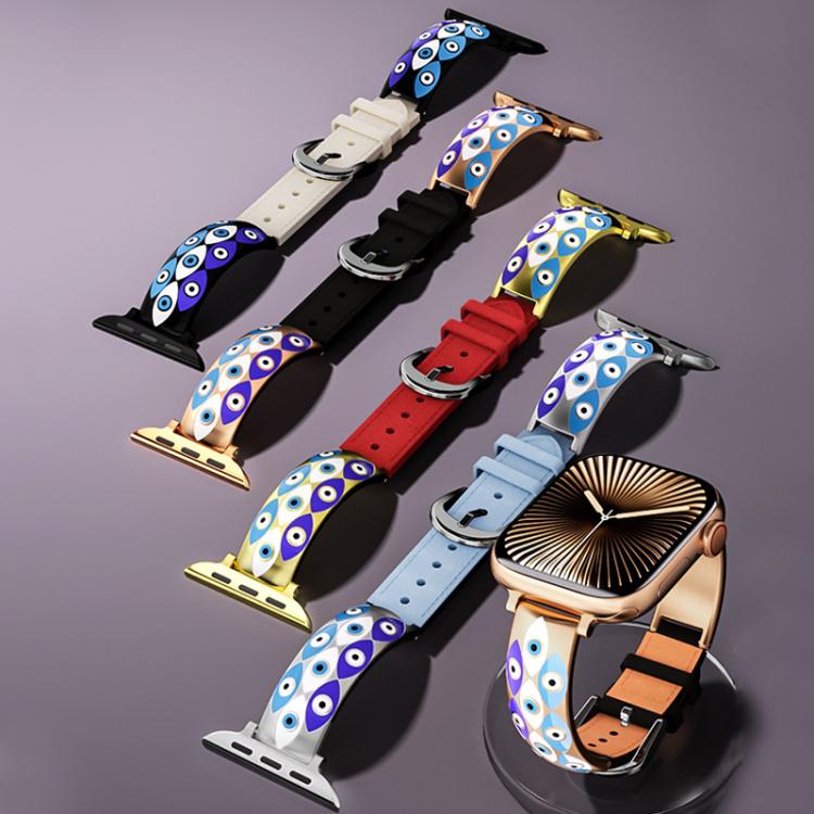 xDfind Evil Eye Stainless Steel Hybrid Genuine Leather Watch Band