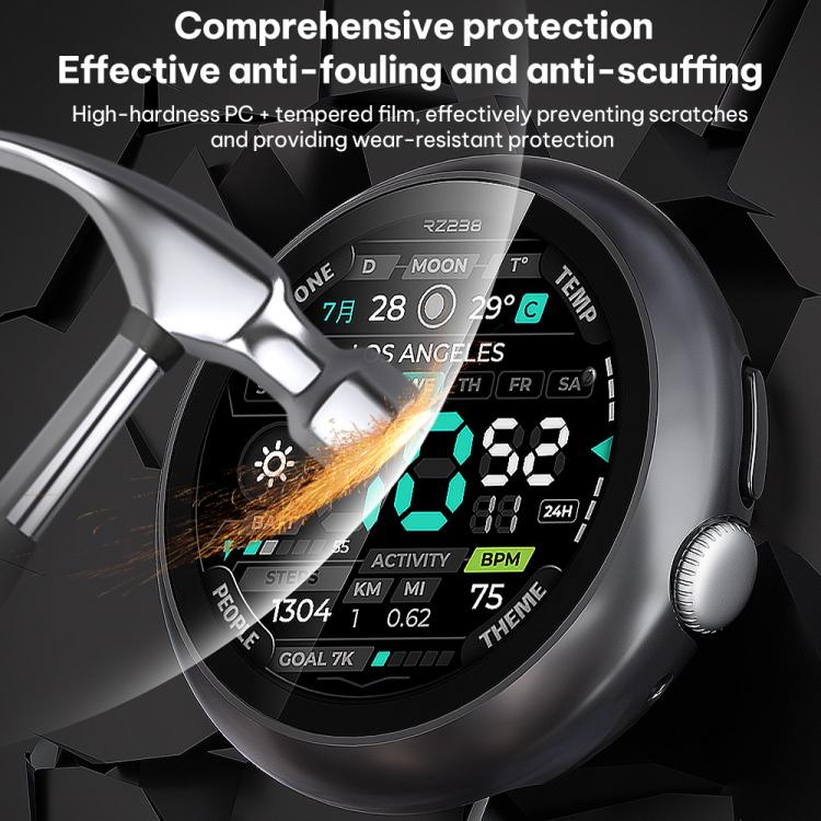 xDfind Tempered Film Integrated Oil Spraying PC Watch Protective Cover, For Google Pixel Watch 4 / 3 45mm