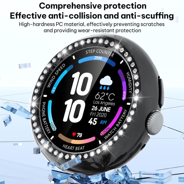 xDfind Single Row Diamond Hollow PC Watch Cover, For Google Pixel Watch 4 / 3 / 2 / 1 41mm