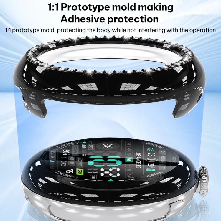 xDfind Single Row Diamond Hollow PC Watch Cover, For Google Pixel Watch 4 / 3 / 2 / 1 41mm