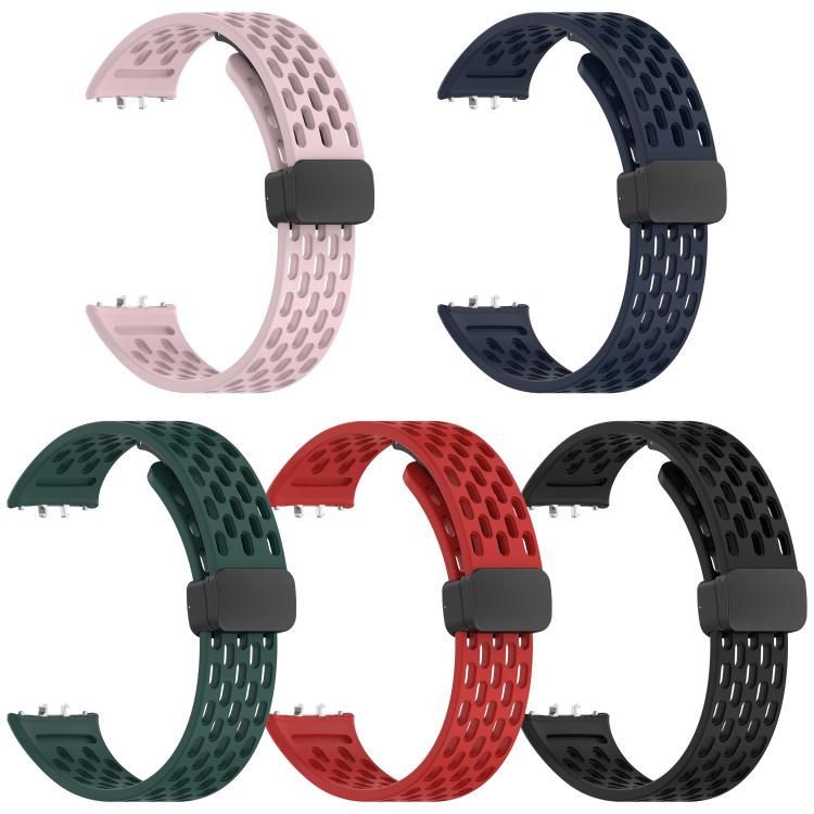 5 Pack xDfind Hole Style Magnetic Black Buckle Silicone Watch Band, For Samsung Galaxy Fit3