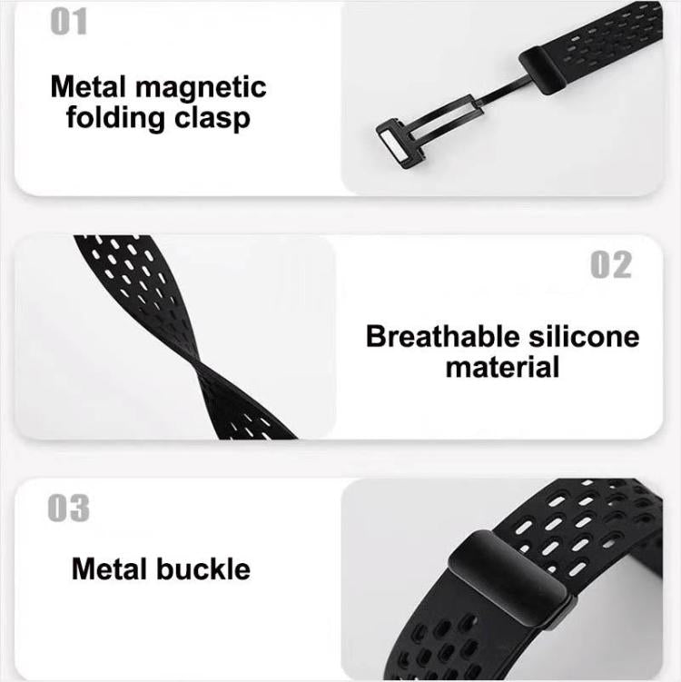 5 Pack xDfind Hole Style Magnetic Black Buckle Silicone Watch Band, For Samsung Galaxy Fit3