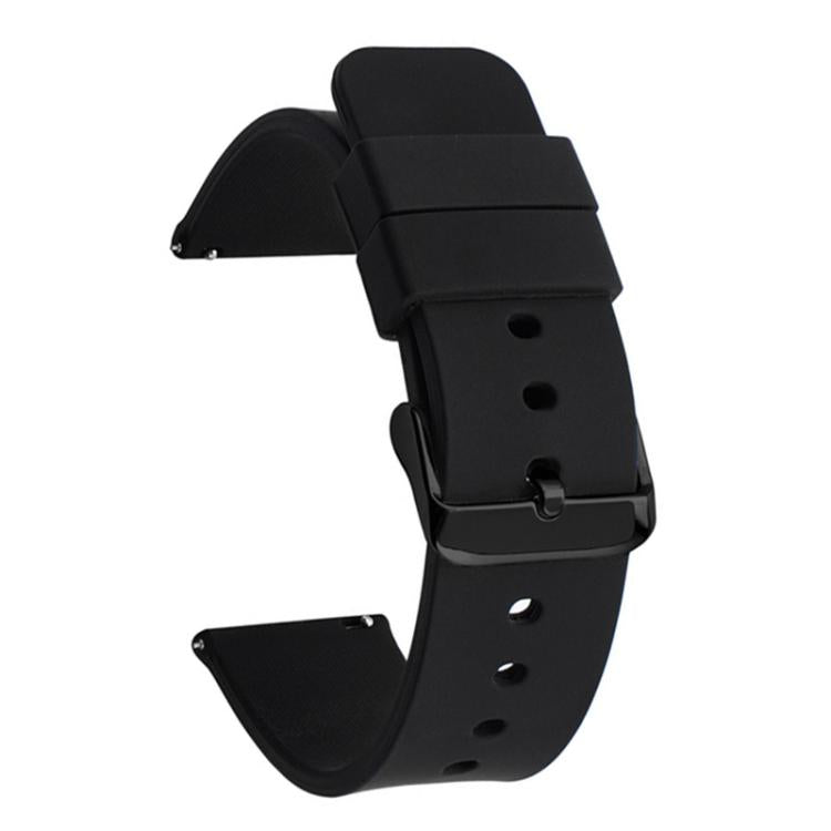 xDfind Stainless Steel Black Pin Buckle Solid Color Silicone Waterproof Watch Band, 20mm