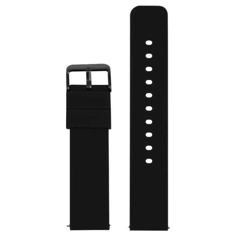 xDfind Stainless Steel Black Pin Buckle Solid Color Silicone Waterproof Watch Band, 20mm