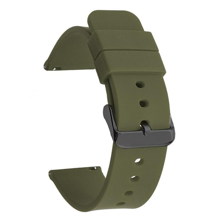 xDfind Stainless Steel Black Pin Buckle Solid Color Silicone Waterproof Watch Band, 22mm