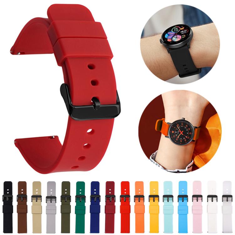 xDfind Stainless Steel Black Pin Buckle Solid Color Silicone Waterproof Watch Band, 12mm