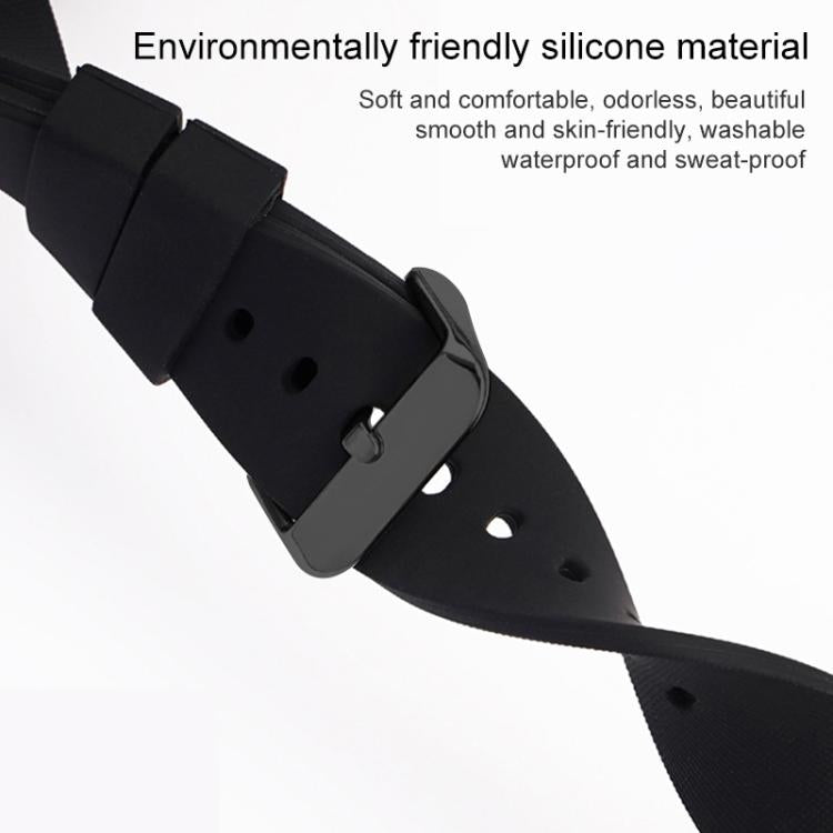xDfind Stainless Steel Black Pin Buckle Solid Color Silicone Waterproof Watch Band, 12mm