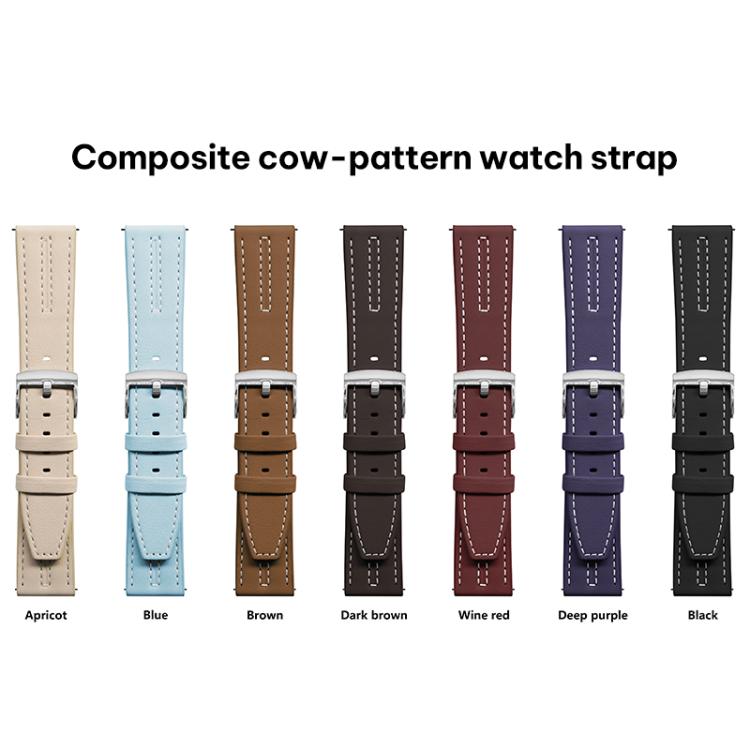 xDfind Composite Cowhide Texture Vegan Leather Watch Band, 22mm