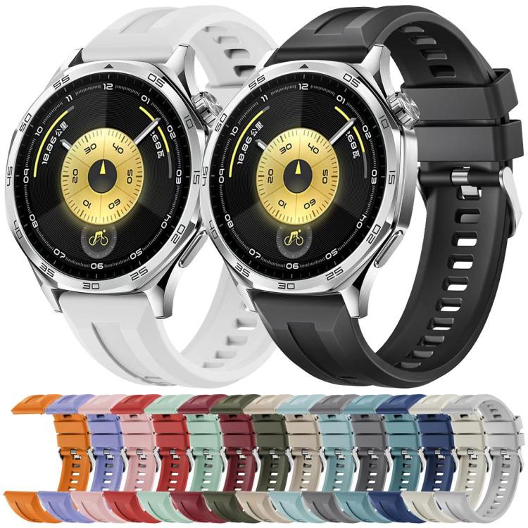 xDfind Silver Buckle Solid Color Silicone Watch Band, For Huawei Watch GT 6 / 5 / 4 / 3 46mm