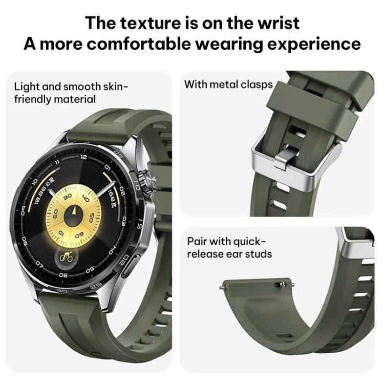 xDfind Silver Buckle Solid Color Silicone Watch Band, For Huawei Watch GT 6 / 5 / 4 / 3 46mm