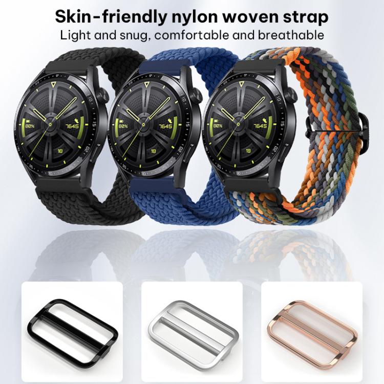 xDfind Sliding Buckle Nylon Braided Watch Band, 22mm