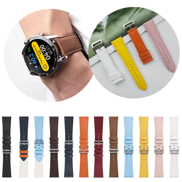 xDfind Silver Buckle Cowhide Texture Vegan Leather Watch Band, 22mm