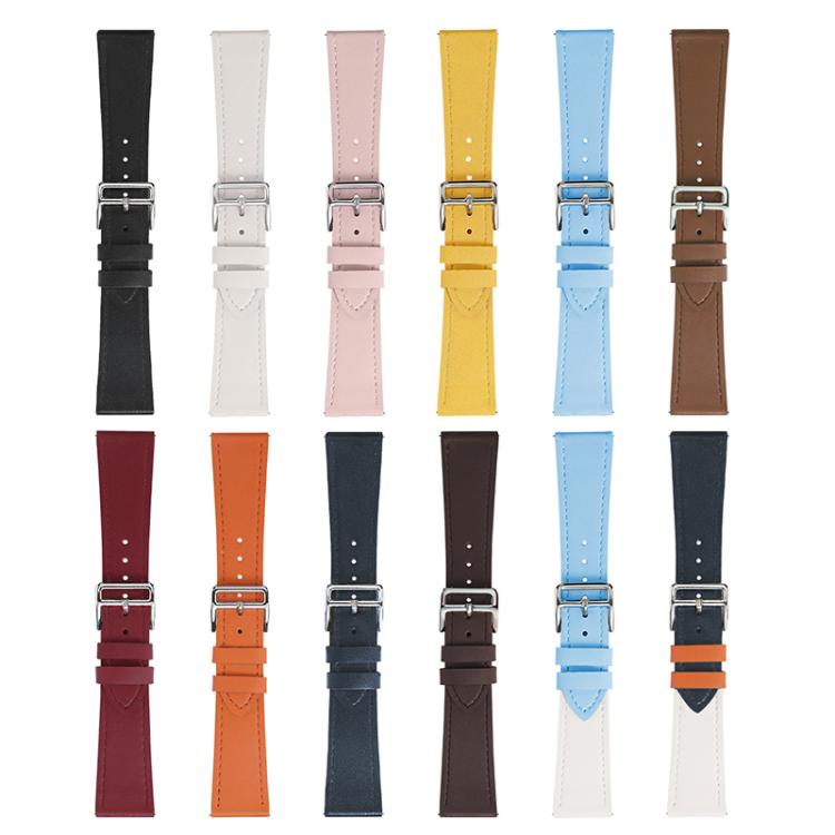 xDfind Silver Buckle Cowhide Texture Vegan Leather Watch Band, 20mm