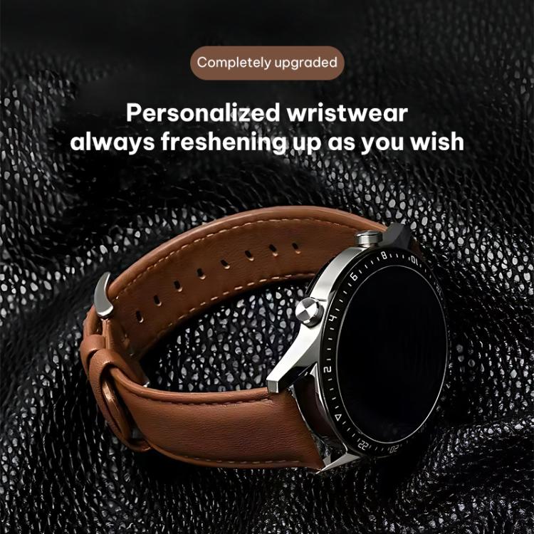 xDfind Silver Buckle Cowhide Texture Vegan Leather Watch Band, 22mm