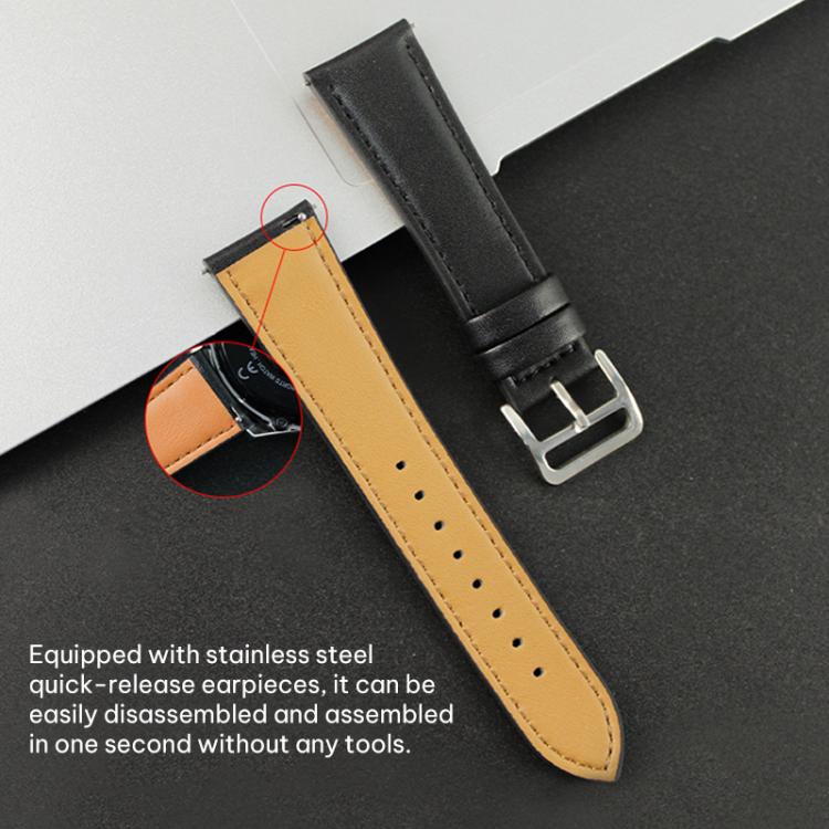 xDfind Silver Buckle Cowhide Texture Vegan Leather Watch Band, 20mm