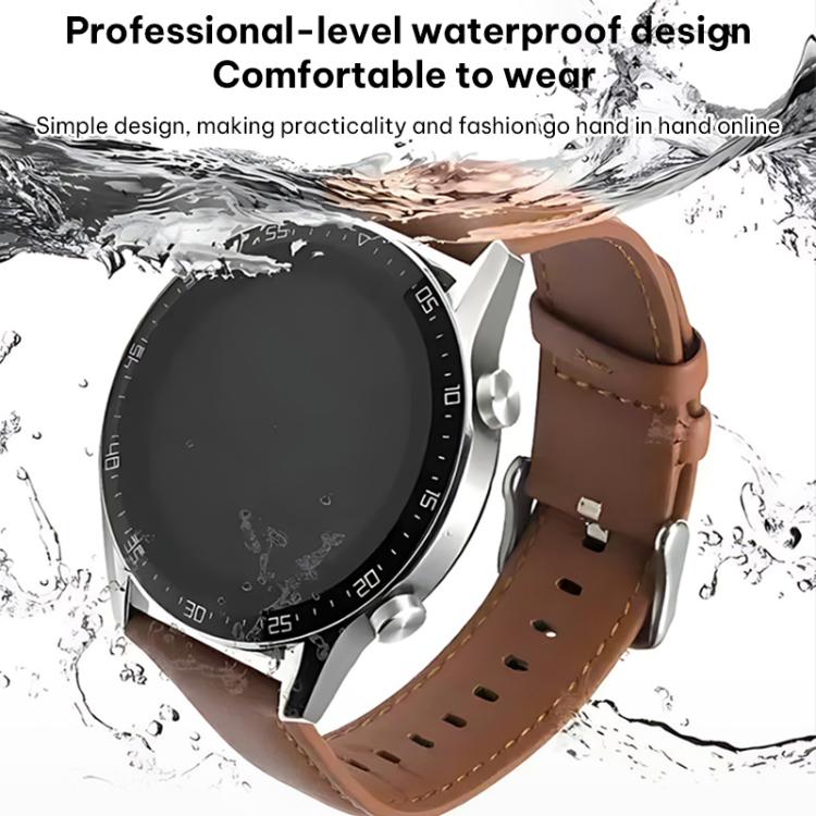xDfind Silver Buckle Cowhide Texture Vegan Leather Watch Band, 20mm