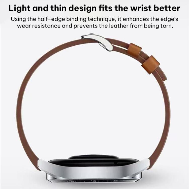 xDfind Silver Buckle Cowhide Texture Vegan Leather Watch Band, 20mm