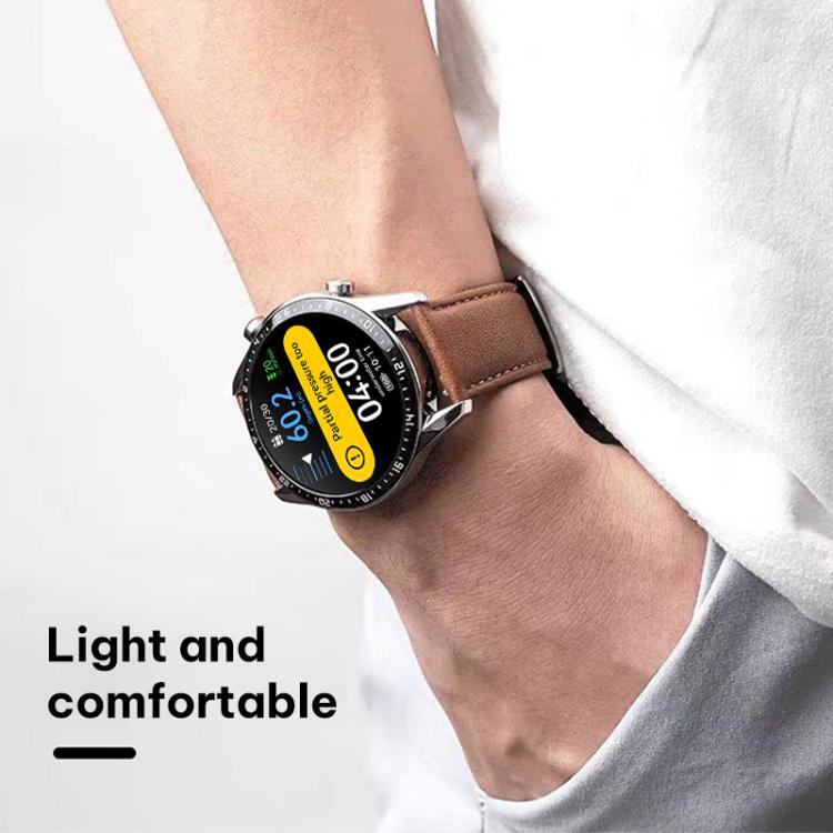 xDfind Silver Buckle Cowhide Texture Vegan Leather Watch Band, 22mm