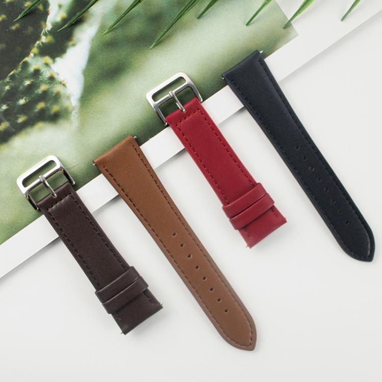 xDfind Silver Buckle Cowhide Texture Vegan Leather Watch Band, 20mm