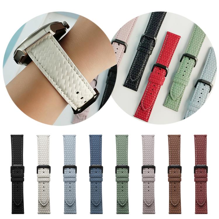 xDfind Flat-head Woven Texture Pin Buckle Vegan Leather Watch Band, 22mm